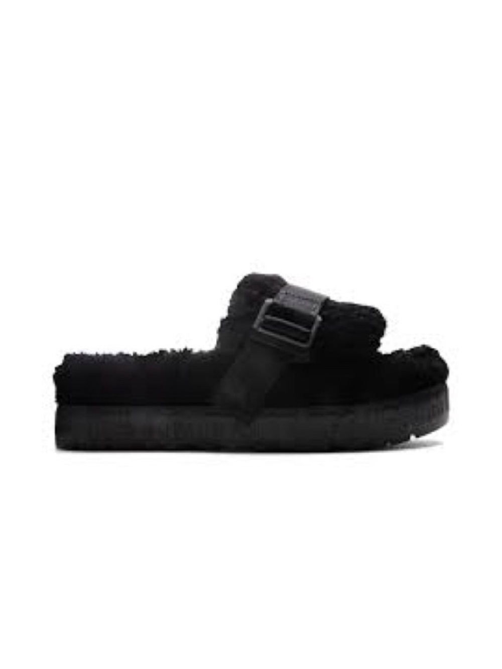 UGG Women’s Black Fluff Fluffita Platform Logo Slipper Sandal